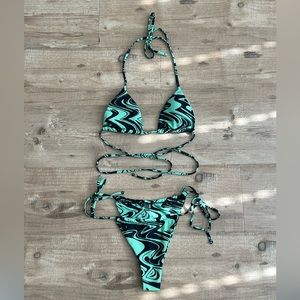 Halter tie string triangle top bikini